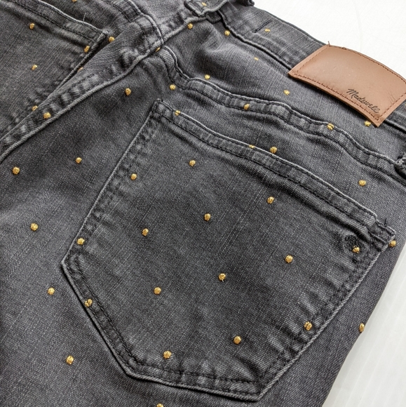 MADEWELL Black Gold Dots 10" High Rise Skinny Jeans Size 25 - Picture 6 of 11